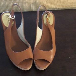 Michael Kors cork heeled tan sandals